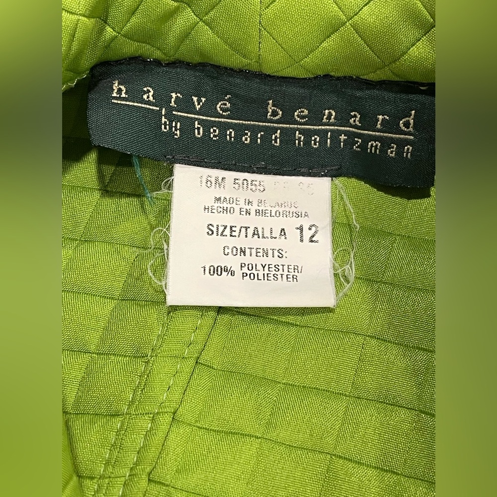 Harve Bernard Green Quilted Women's Jacket size 12 vintage 1990s open no closure - Picture 7 of 11